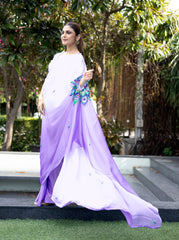 Freezing Purple Colour Free Hand Digital Printed Saree