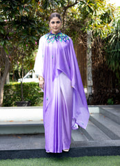 Freezing Purple Colour Free Hand Digital Printed Saree