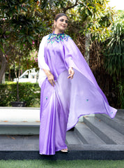 Freezing Purple Colour Free Hand Digital Printed Saree