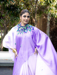 Freezing Purple Colour Free Hand Digital Printed Saree