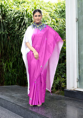 Freezing Pink Colour Free Hand Digital Printed Saree