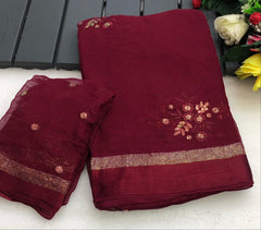 Keena Viscos Georgette embroidery work saree