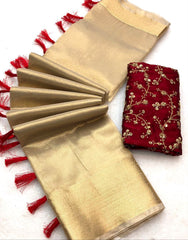 Aneezah Gold Tissue Silk Weaving Saree