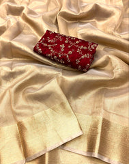 Aneezah Gold Tissue Silk Weaving Saree