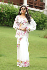 Rotion Soft Kota Chex Floral Printed Embroidery Work Saree