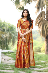 Areejah Maroon Kanjivaram Semi Pattu Silk Weaving Saree