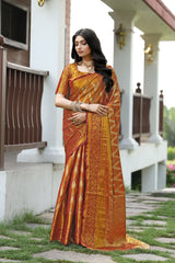 Areejah Maroon Kanjivaram Semi Pattu Silk Weaving Saree