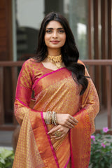 Kunaina Pink Kanjivaram Semi Pattu Silk Weaving Saree