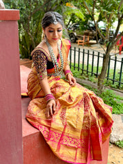 Feather Pink Kanjivaram Semi Pattu Silk Weaving Saree