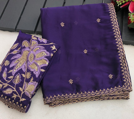 Wusterd Rangoli Georgette Fancy Embroidery Work Saree