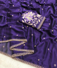 Wusterd Rangoli Georgette Fancy Embroidery Work Saree