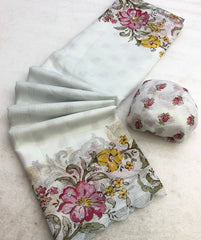 Rotion Kota Chex Floral Print Embroidery Work Saree