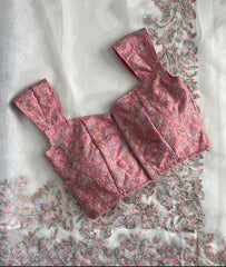 Myraa Offwhite Sof Organza Embroidery Work Fancy Saree