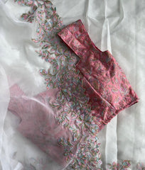 Myraa Offwhite Sof Organza Embroidery Work Fancy Saree