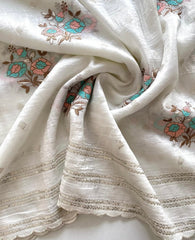 Whiteflower Offwhite Floral Embroidery Work Fancy Saree