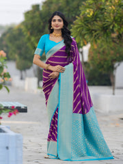 Khamer Purple Georgette Weaving Saree