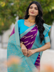 Khamer Purple Georgette Weaving Saree