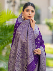 Rida Purple Georgette Silver Zari Weaving Saree