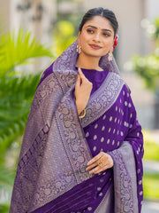 Rida Purple Georgette Silver Zari Weaving Saree