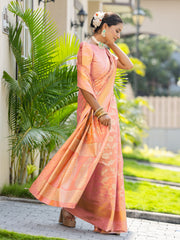 Treasure Babypink Kanjivaram Tissue Silk Weaving Saree