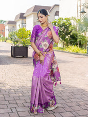 Farah Lavender Kota Silk Digital Print Saree