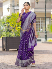Rida Purple Georgette Silver Zari Weaving Saree