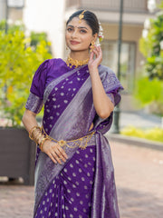 Rida Purple Georgette Silver Zari Weaving Saree