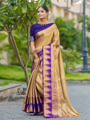 Java Purple Kanjivaram Silk Weaving Saree
