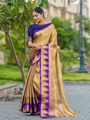 Java Purple Kanjivaram Silk Weaving Saree