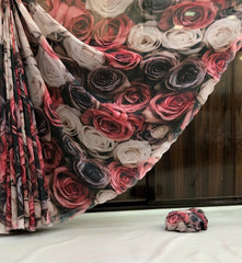 Angeleena Black Chiffon Floral Printed Saree