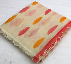 Zentra Soft Linen Digital Print Embroidery Work Saree