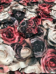 Angeleena Black Chiffon Floral Printed Saree