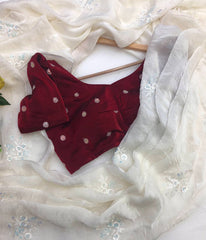 Corbell Cream Colour Embroidery & Sequence Work Saree