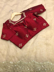 Mismatched Beige Colour Tissue Silk Embroidery Work Saree