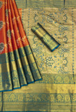 Sara Red Kanjiviram Silk Gold Zari Weaving Saree