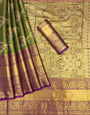 Sara Mehendi Green Kanjiviram Silk Gold Zari Weaving Saree