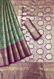 Stella Green Kanjiviram Silk Silver Zari Weaving Saree