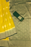 Allen Yellow Khadi Georgette Weaving Saree