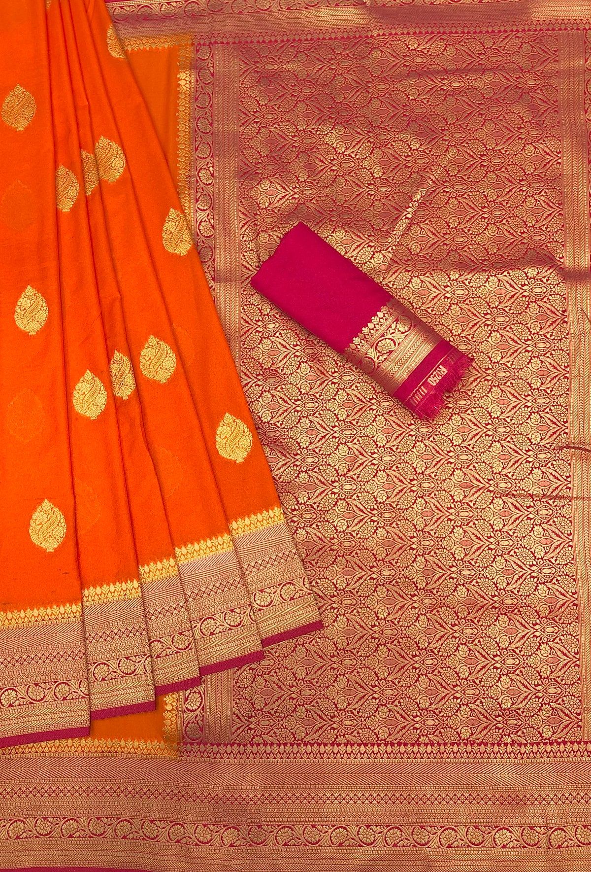 Allen Orange Khadi Georgette Weaving Saree