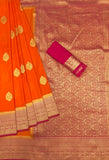 Allen Orange Khadi Georgette Weaving Saree