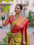 Tina Green Kanjivaram Semi Pattu Silk Weaving Saree