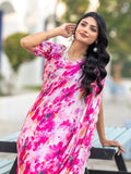 Stellar Pink Georgette Floral Print Siroski Work Saree