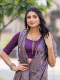 Luciana Chocolaty Brown Georgette Floral Print Fancy Saree