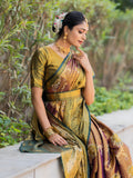 Gold Rush Copper Kanjivaram Silk Weaving Saree