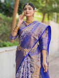 Tradition Royalblue Kanjivaram Semi Pattu Silk Weaving Saree