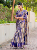 Sanaaz Royalblue Kanjivaram Silk Weaving Saree With Lace Border