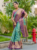 Remzy Seagreen Kanjivaram Silk Weaving Saree